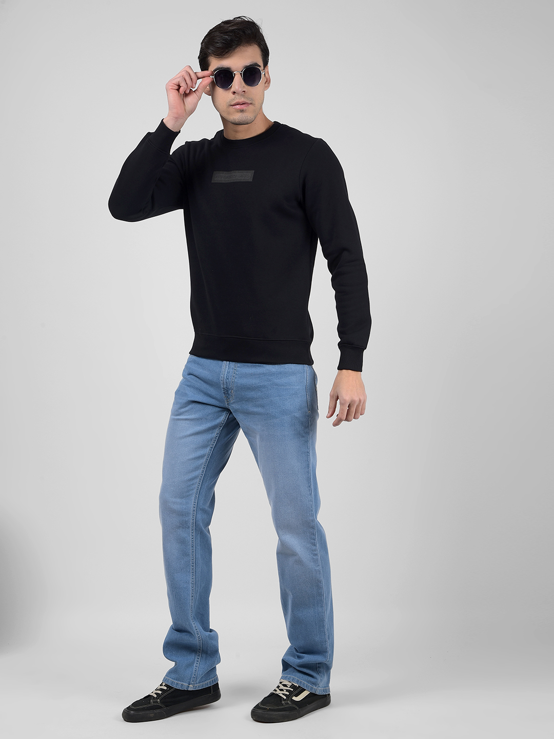 Numero Uno Men Logo Print Black Sweat Shirt